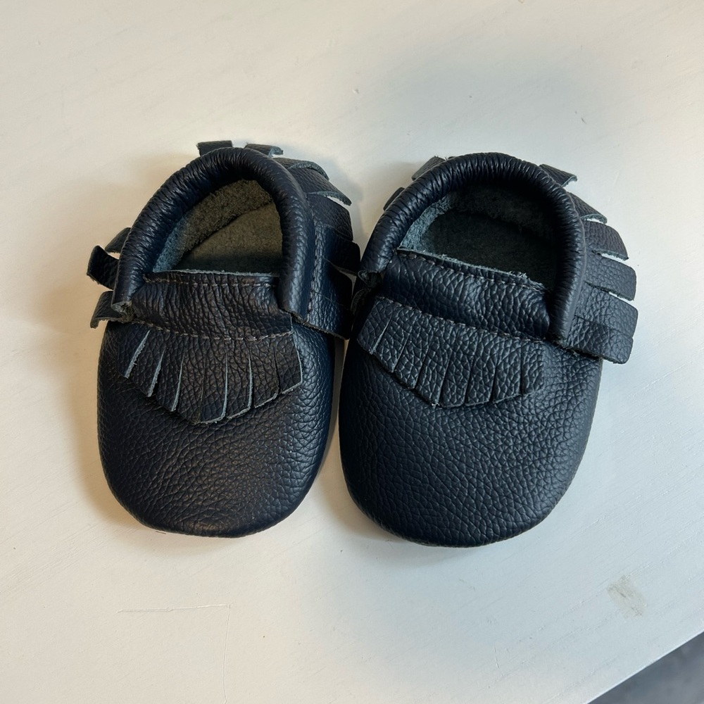 Navy blue baby shoes